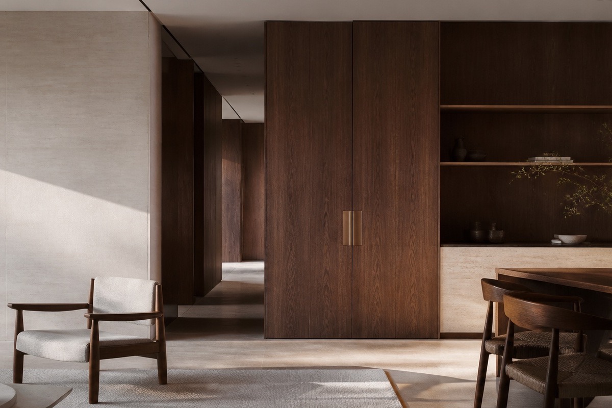 Interior contemporâneo fictício criado para o case Plano Veio